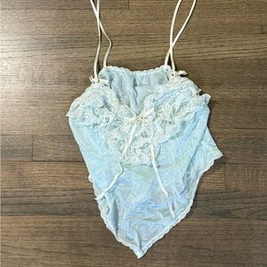 Vintage 70s Light Blue Tosca Teddy Lingerie Top- Size Medium
